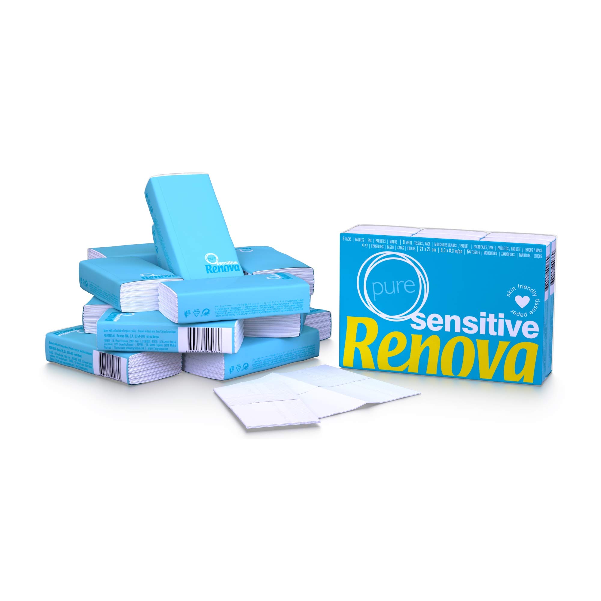 Renova Tissues Sensitive Pure Taschentücher, 6 Packungen, 4-lagig