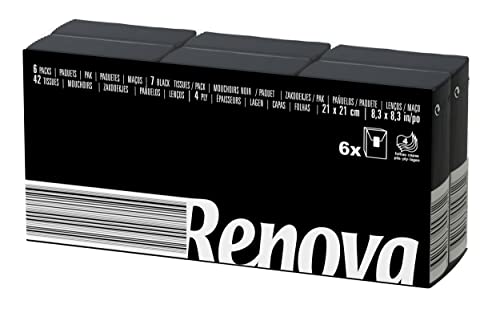 Renova Tissues Schwarze Kompakt Taschentücher 6 Päckchen, schwarz