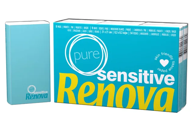 Renova Tissues Sensitive Pure Taschentücher, 6 Packungen, 4-lagig