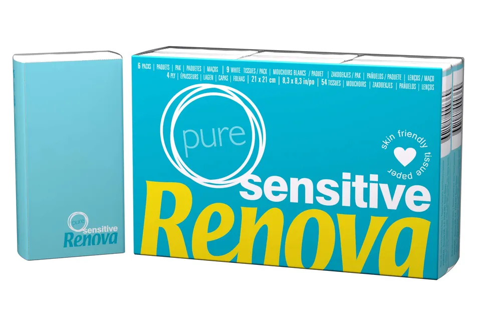 Renova Tissues Sensitive Pure Taschentücher, 6 Packungen, 4-lagig