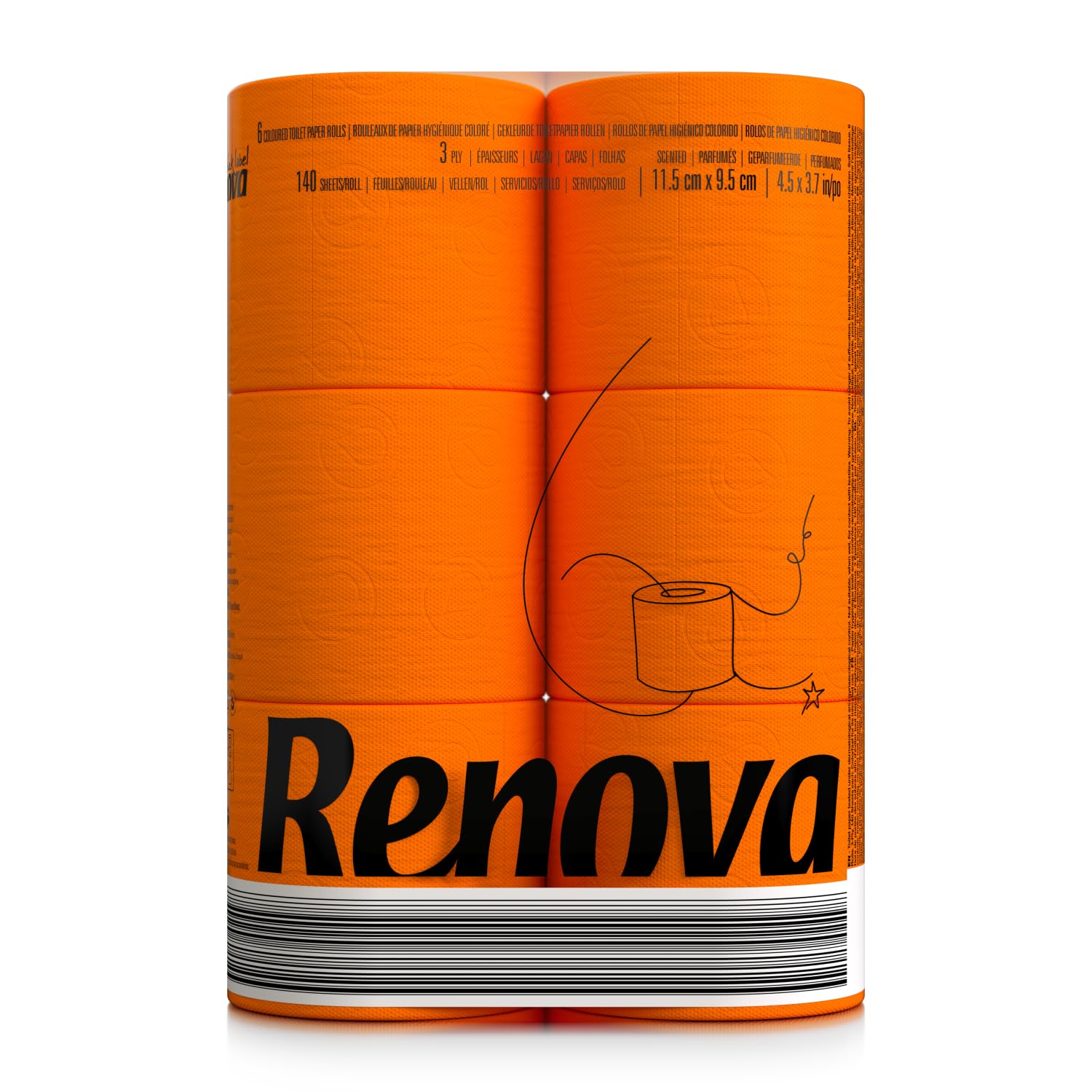 Renova Toilet Paper Orange Regular 6 200064519 Toilettenpapier 6 Rollen orange