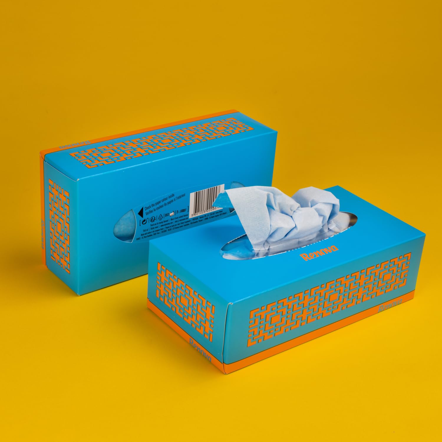 Renova Tissues Blue Facial Taschentücher, 80 Stück, 3-lagig