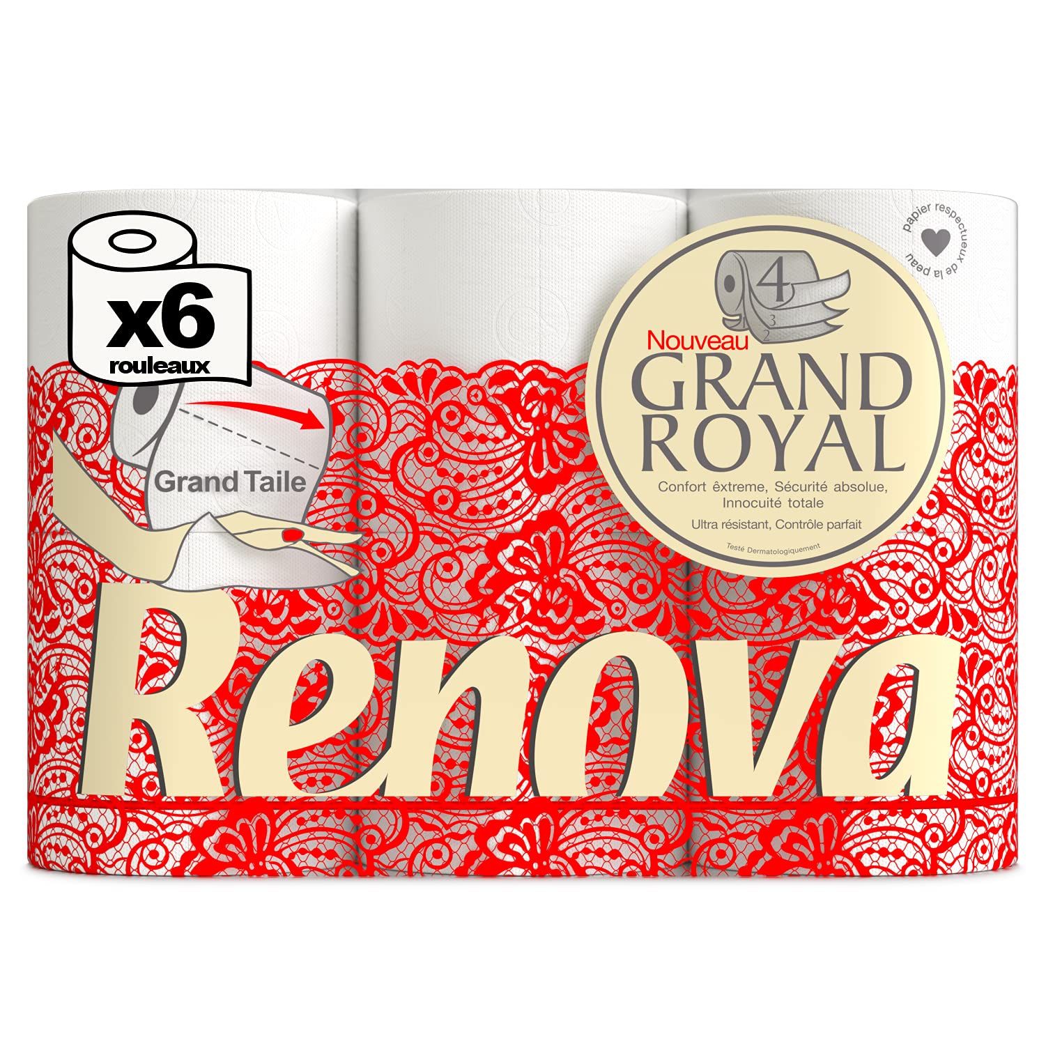 Renova Grand Royal 200105437 Toilettenpapier 6 Rollen 4-lagig