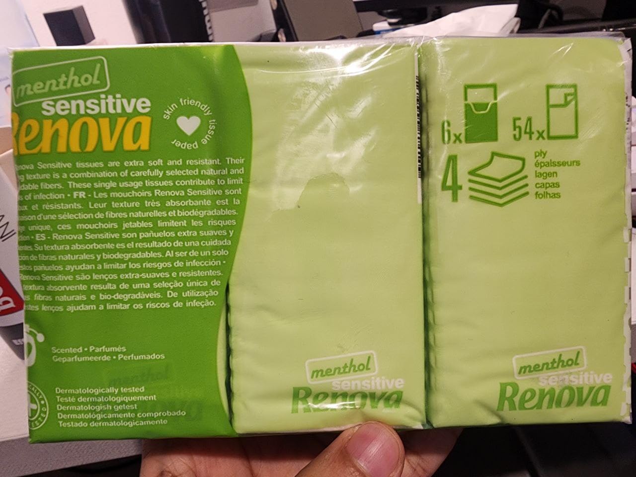 Renova SENSITIVE MENTHOL Taschentücher 6 Packungen weiß