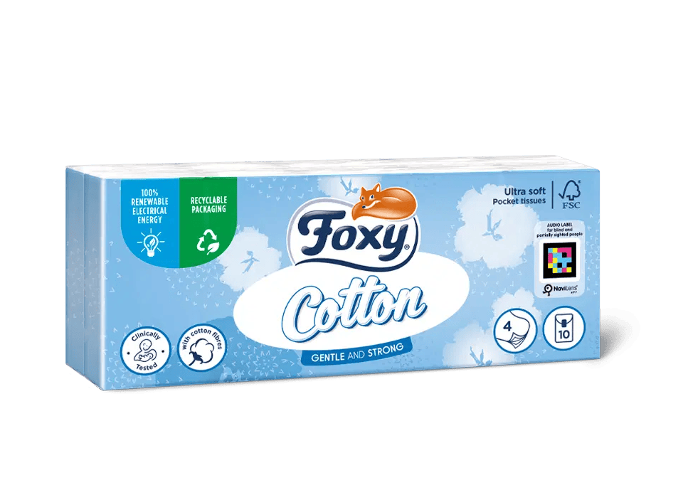 Foxy Cotton Taschentücher 10er-Pack, 4-lagig