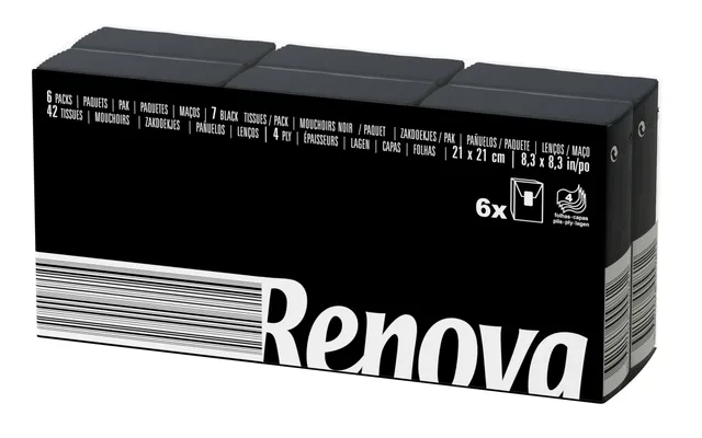 Renova Tissues Schwarze Kompakt Taschentücher 6 Päckchen, schwarz