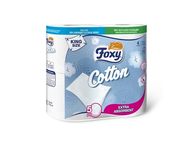 Foxy Cotton Toilettenpapier 6 Rollen mit Baumwollfasern