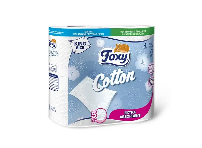 Foxy Cotton Toilettenpapier 6 Rollen mit Baumwollfasern