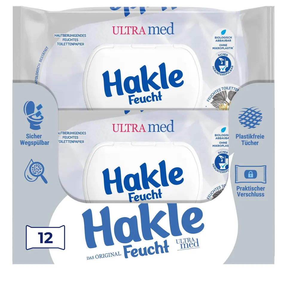 Hakle Ultra Med Feuchtes Toilettenpapier 12 Packungen mit Panthenol
