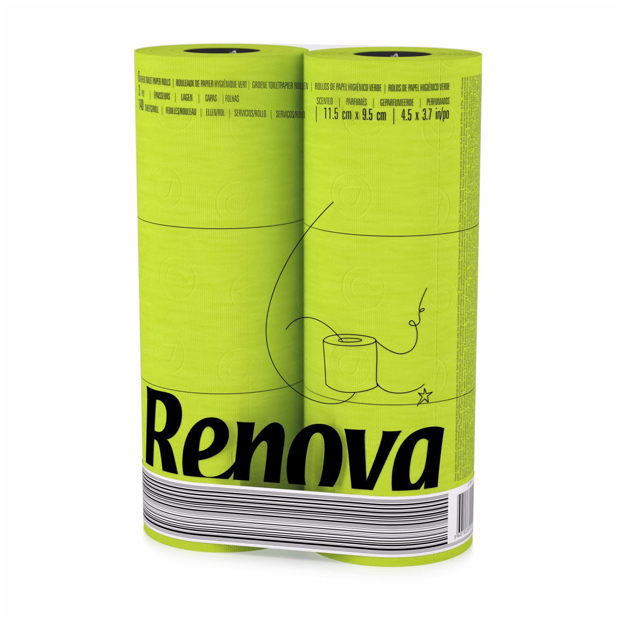 Renova Toilet Paper GREEN Toilettenpapier 6 Rollen, grün