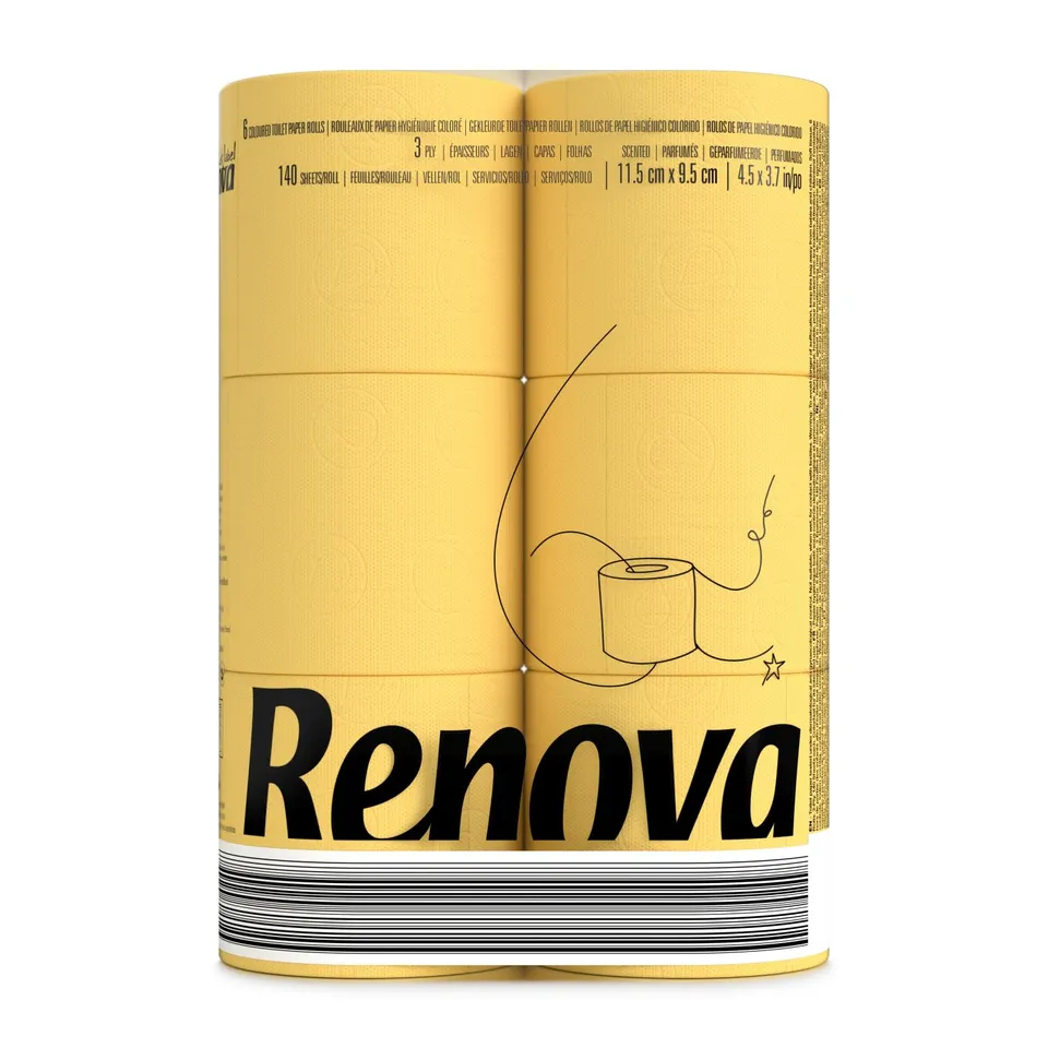 Renova Toilet Paper Yellow Toilettenpapier 6 Rollen, gelb