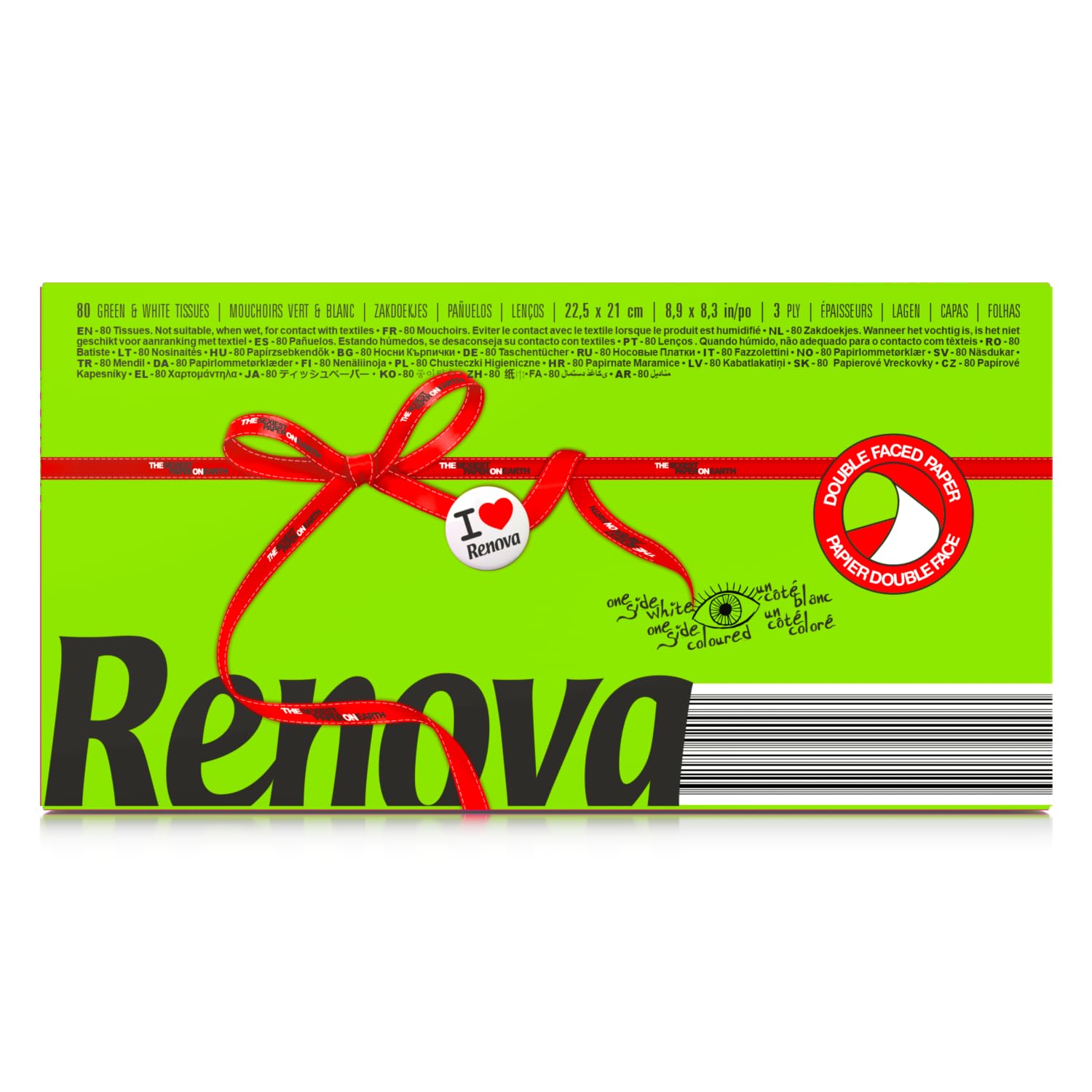 Renova Tissues GREEN Facial 80 Tissues Gesichtstücher, grün, 3-lagig