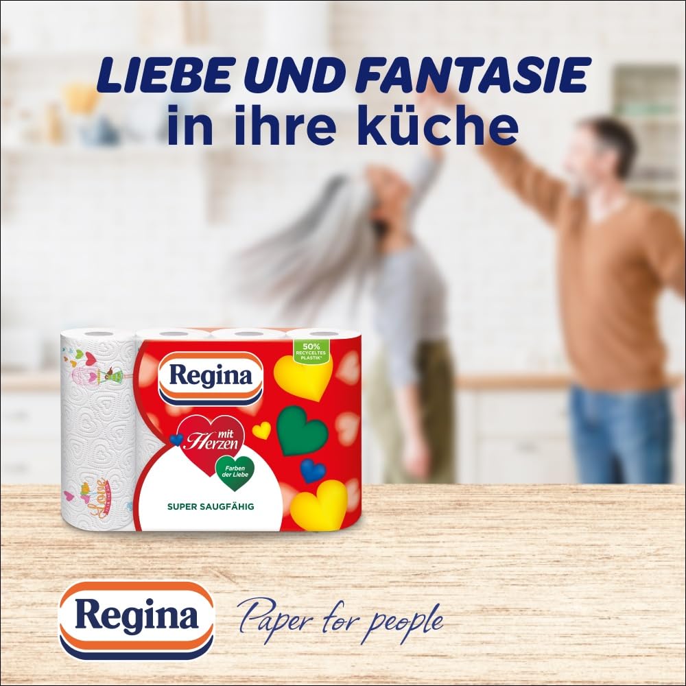 Regina mit Herzen Haushaltstücher Küchenpapier 8 Rollen, 3-lagig
