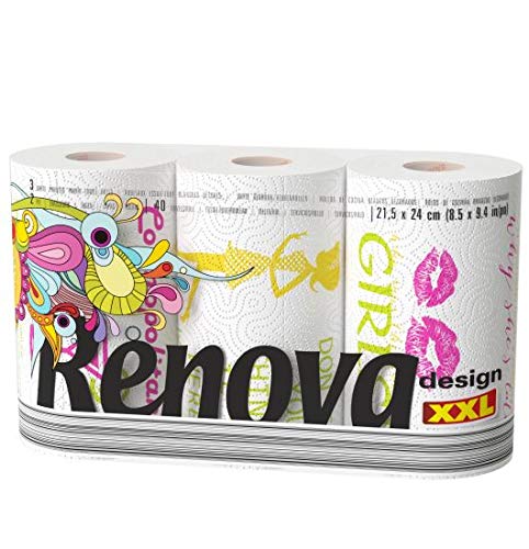 Renova Kitchen Roll Design Paper Kitchen Towels XXL Küchenrolle, 3 Rollen